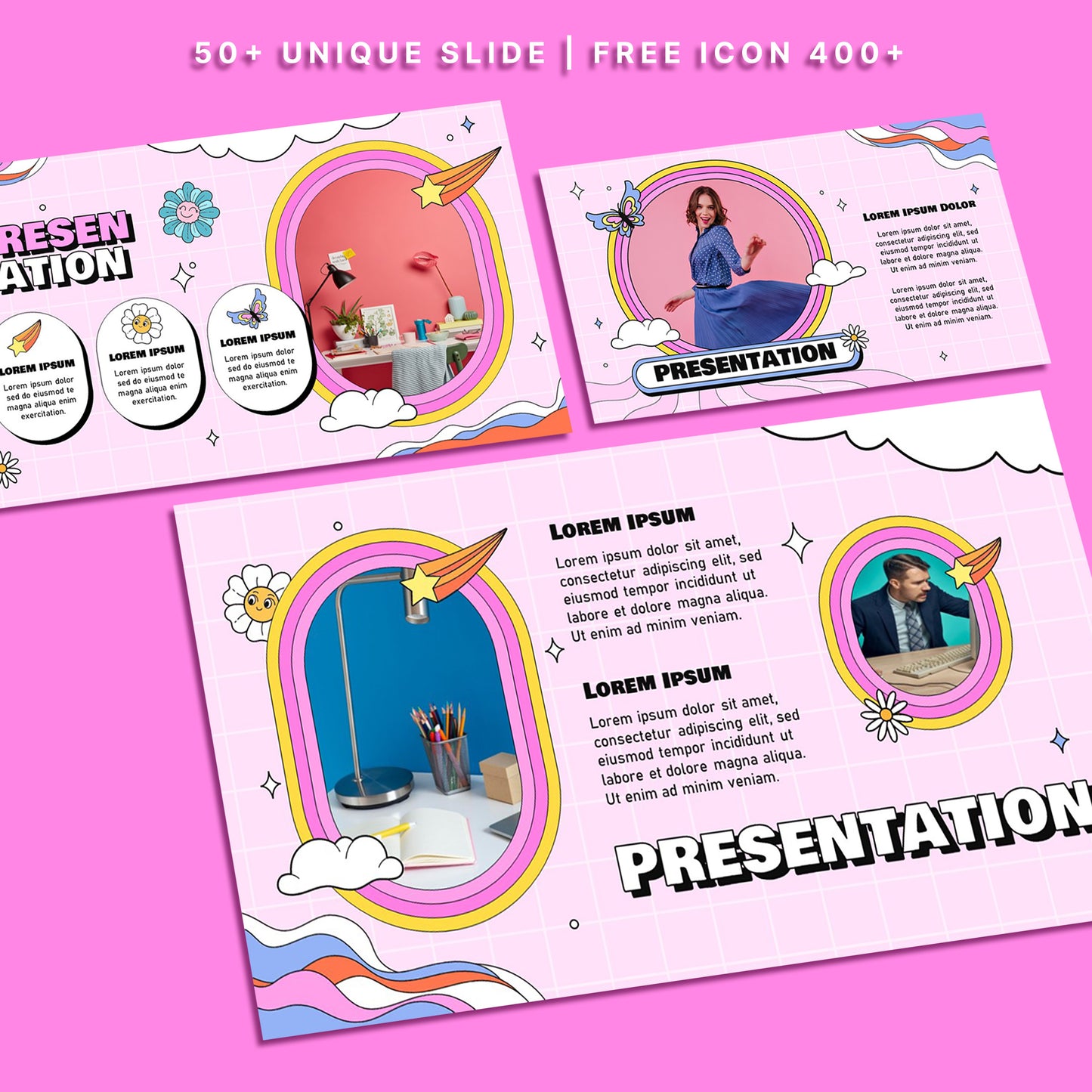 Retro 90s PowerPoint Template - Pink Vintage Business & Creative Slides