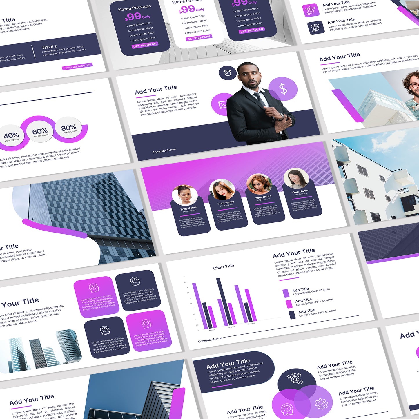 Purple Theme PowerPoint Template - Minimalist Business & Marketing Pitch Deck