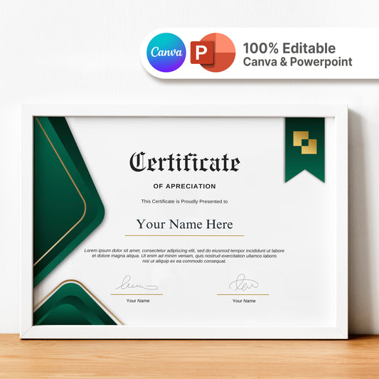 Editable Modern Certificate Template - Canva Design for Achievement, Award, Completion & Training