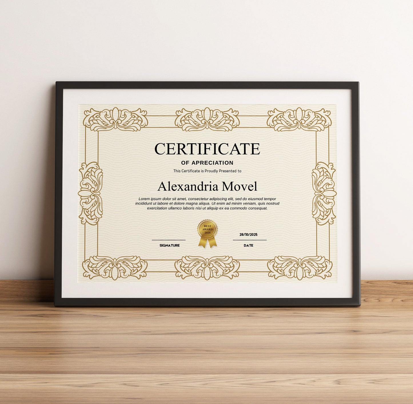 Minimalist Certificate Template – Editable Modern Canva Design for Achievement, Award, Completion & Training