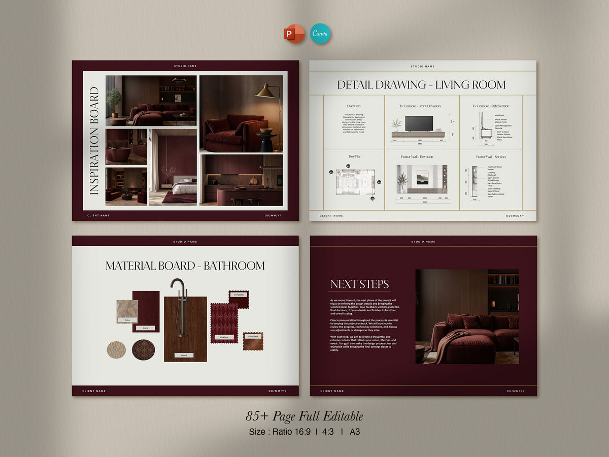 Luxury Interior Design Presentation Template Editable Canva & Powerpoint