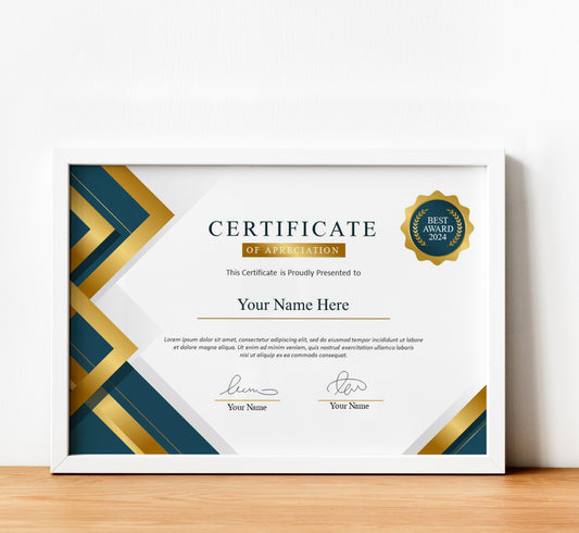 Editable Modern Certificate Template - Canva Design for Achievement, Award, Completion & Training