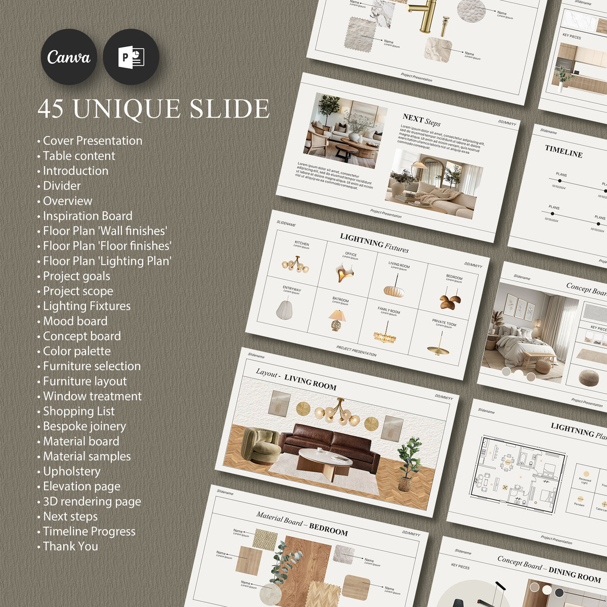 Interior Design Template for Client Presentations – Minimalist & Profe ...