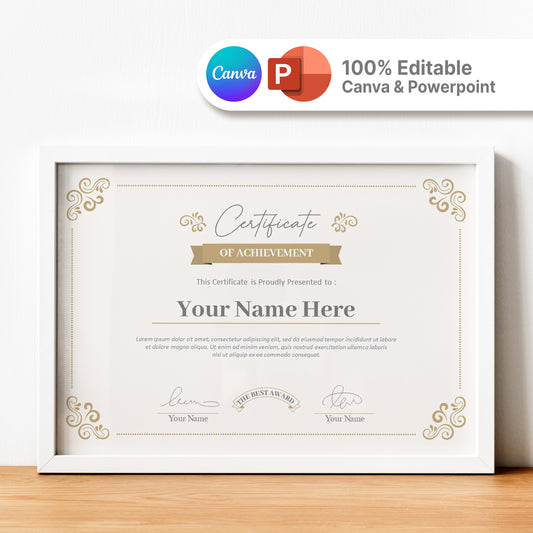 Certificate of Award & Appreciation Template – Editable Completion Certificate