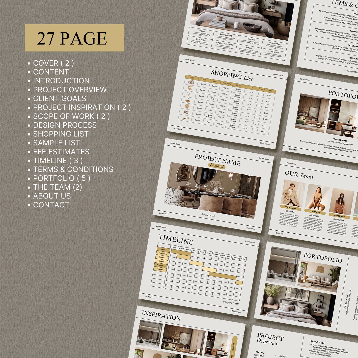 Minimal Interior Design Proposal Template for Client Projects – Editable in Canva