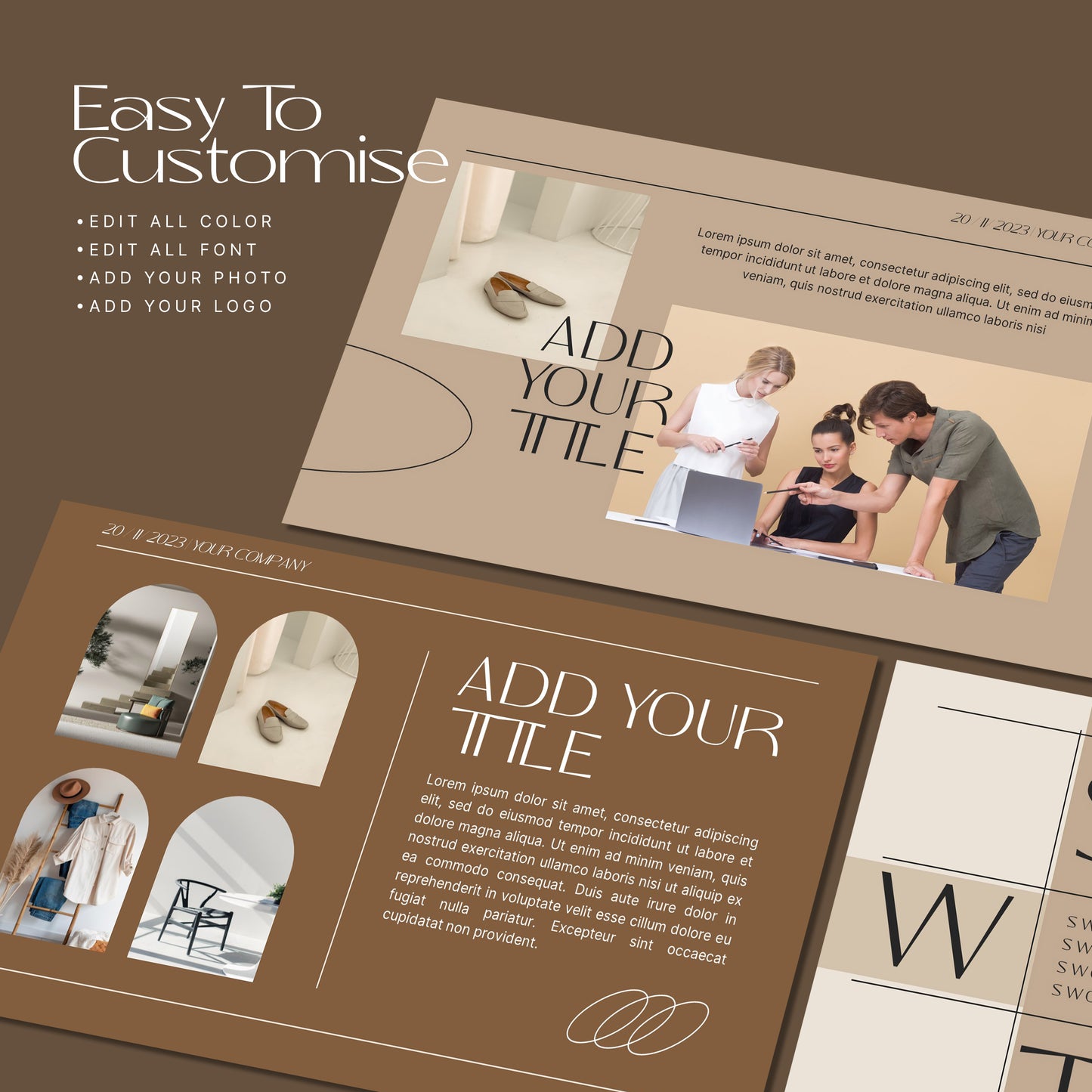 Brown Minimal PowerPoint Template - Clean Modern Business Slide