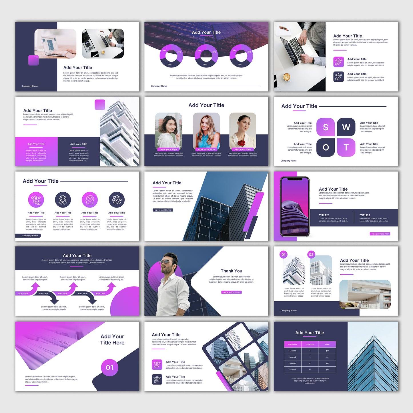 Purple Theme PowerPoint Template - Minimalist Business & Marketing Pitch Deck