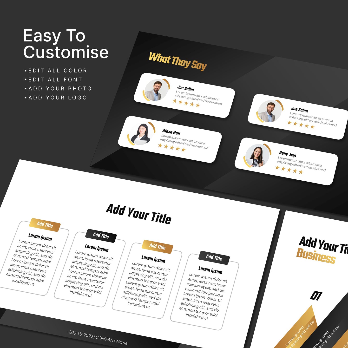 Black and Gold PowerPoint Template - Luxury Business & Marketing Pitch Deck