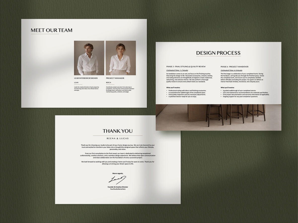 Interior Design Welcome Guide Template | Client Welcome Guide & Presentation | Canva, PowerPoint & InDesign
