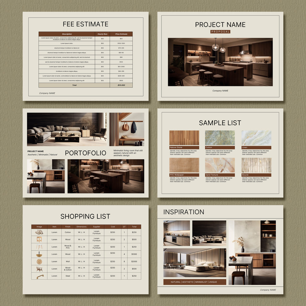 Editable Interior Design Proposal Template for Canva - Professional Cl ...