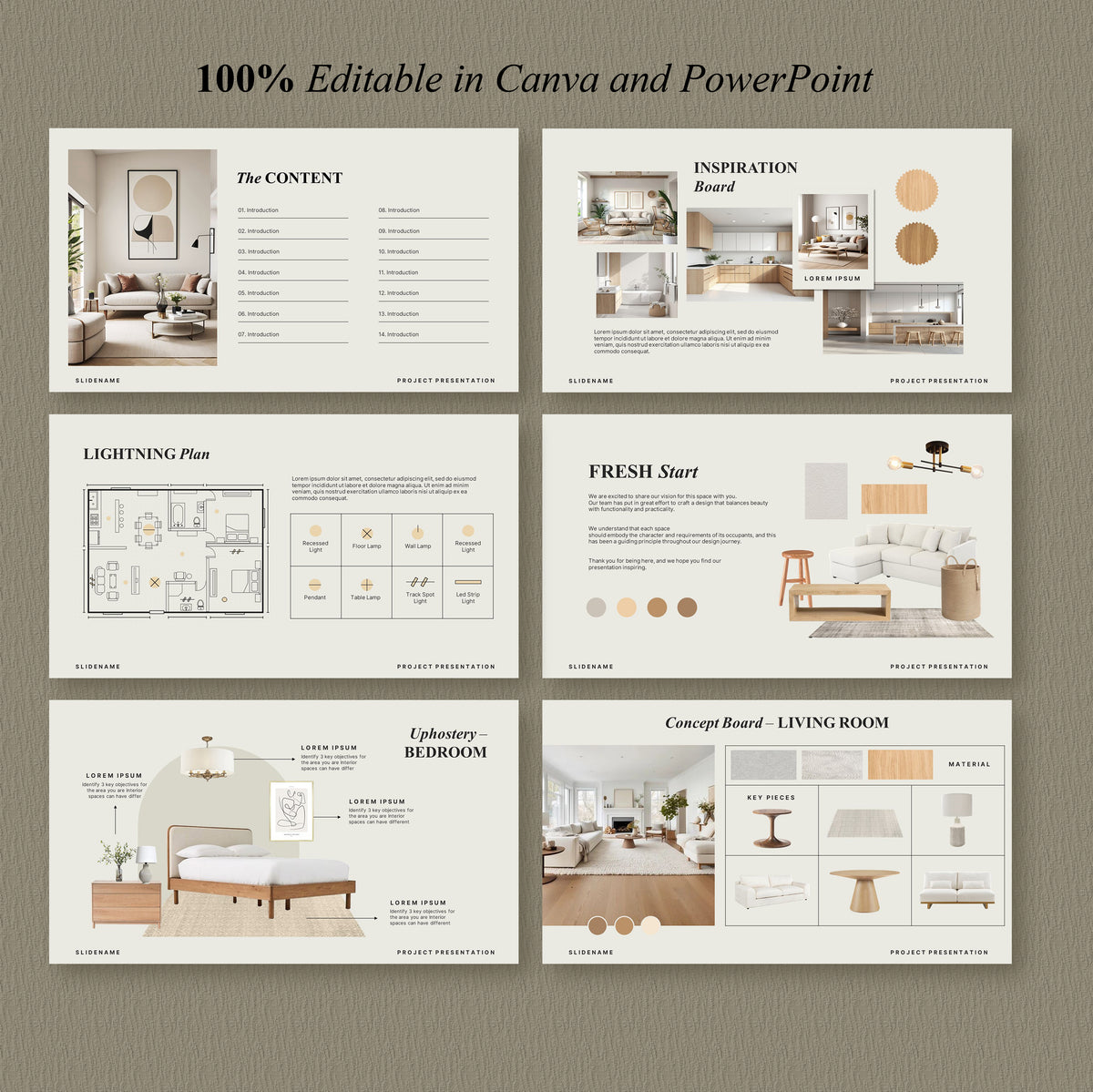 Interior Design Template – Minimalist Canva & PPT Slides – SKY KREASI
