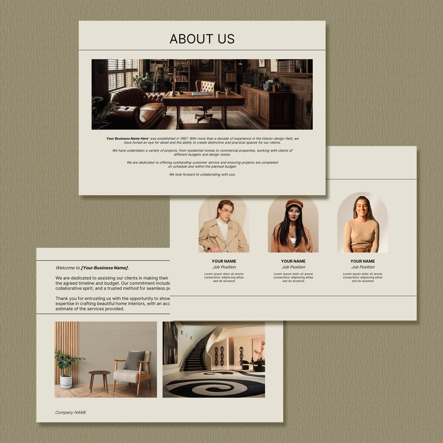 Editable Interior Design Proposal Template for Canva - Professional Client Project Presentation