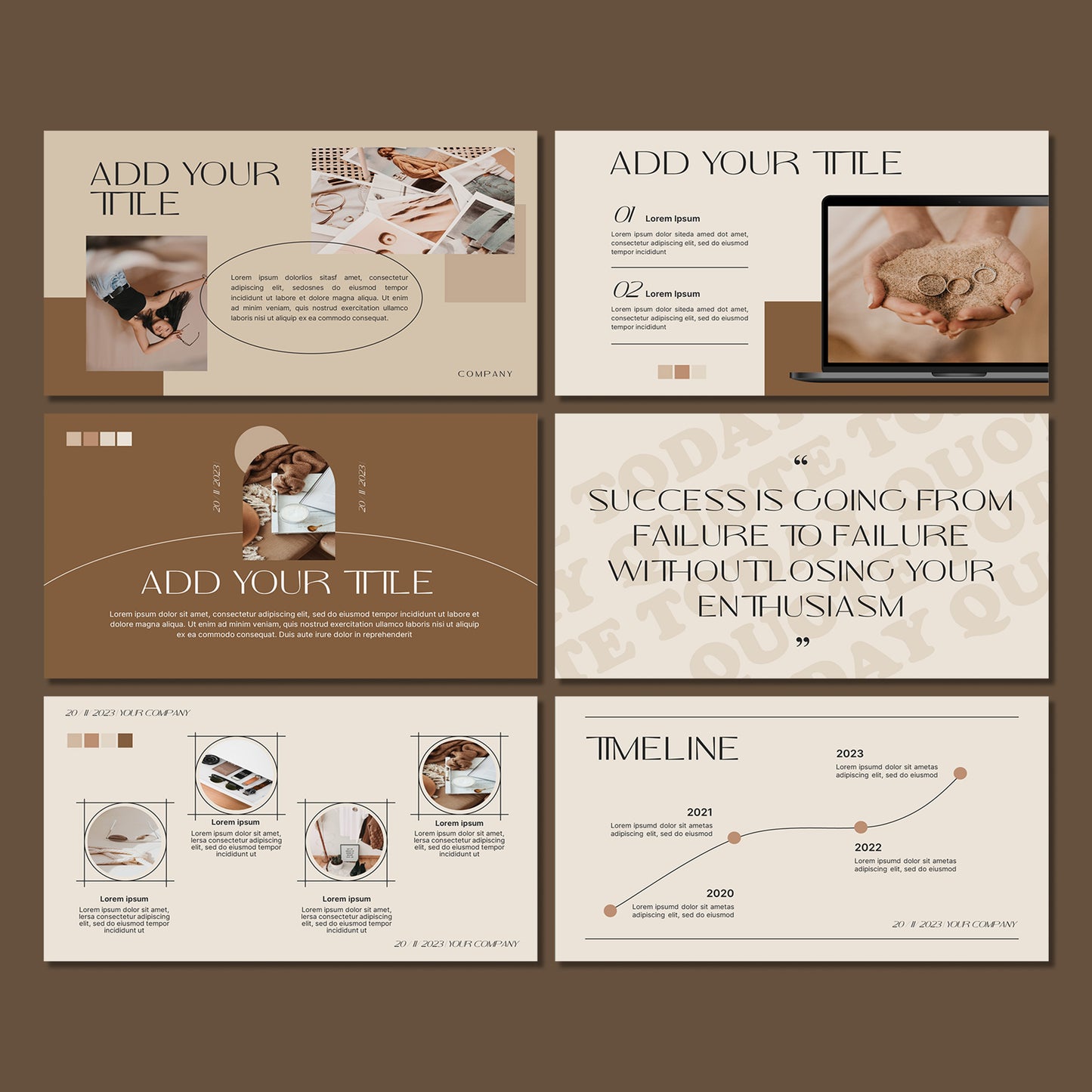 Brown Minimal PowerPoint Template - Clean Modern Business Slide