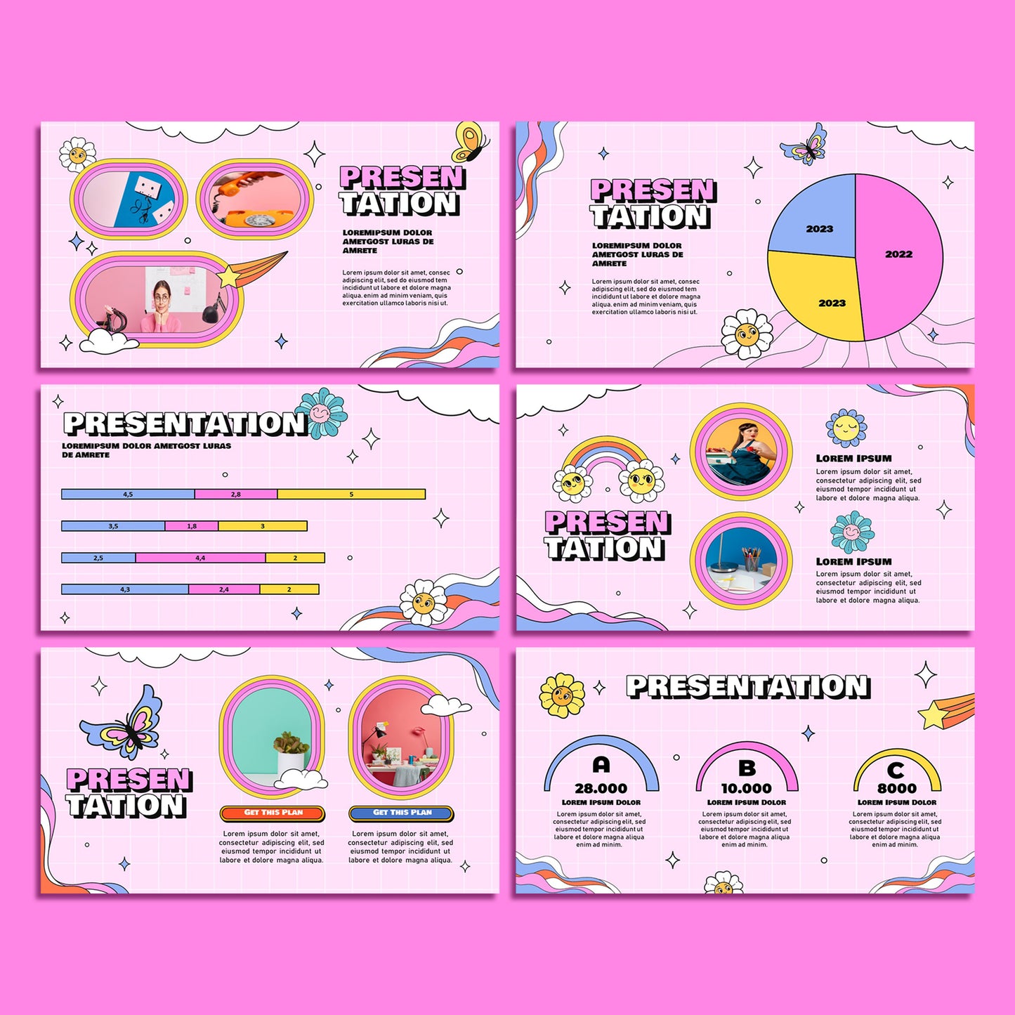 Retro 90s PowerPoint Template - Pink Vintage Business & Creative Slides