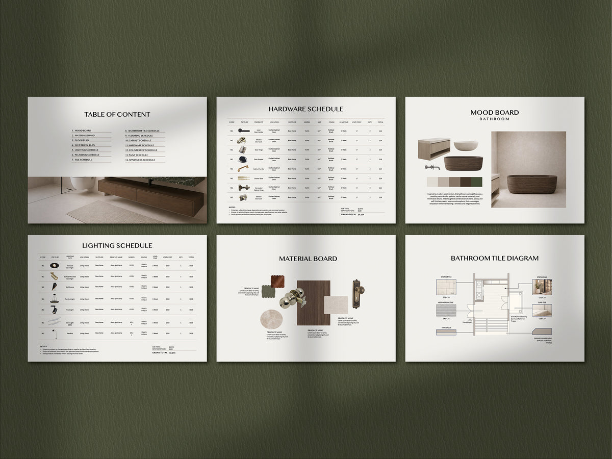 FF&E Schedule Interior Design Template – PowerPoint, Canva & InDesign