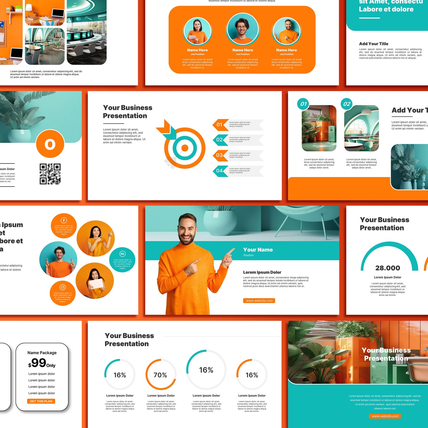 Orange Modern PowerPoint Template - Minimalist Business & Pitch Deck Slides