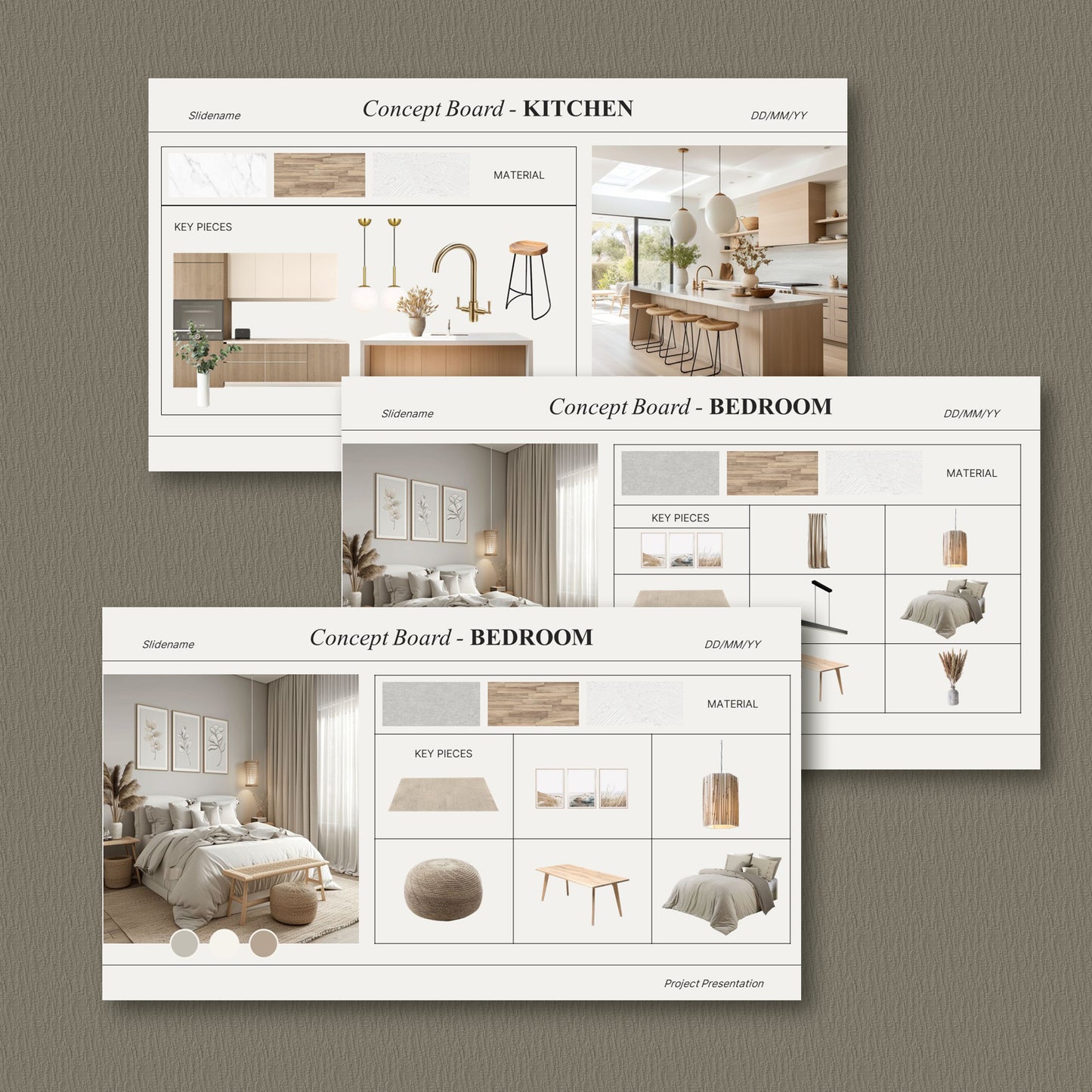 Bundle Interior Design Presentation Template – Includes Project Proposal, FF&E Schedule, Editable in PowerPoint & Canva