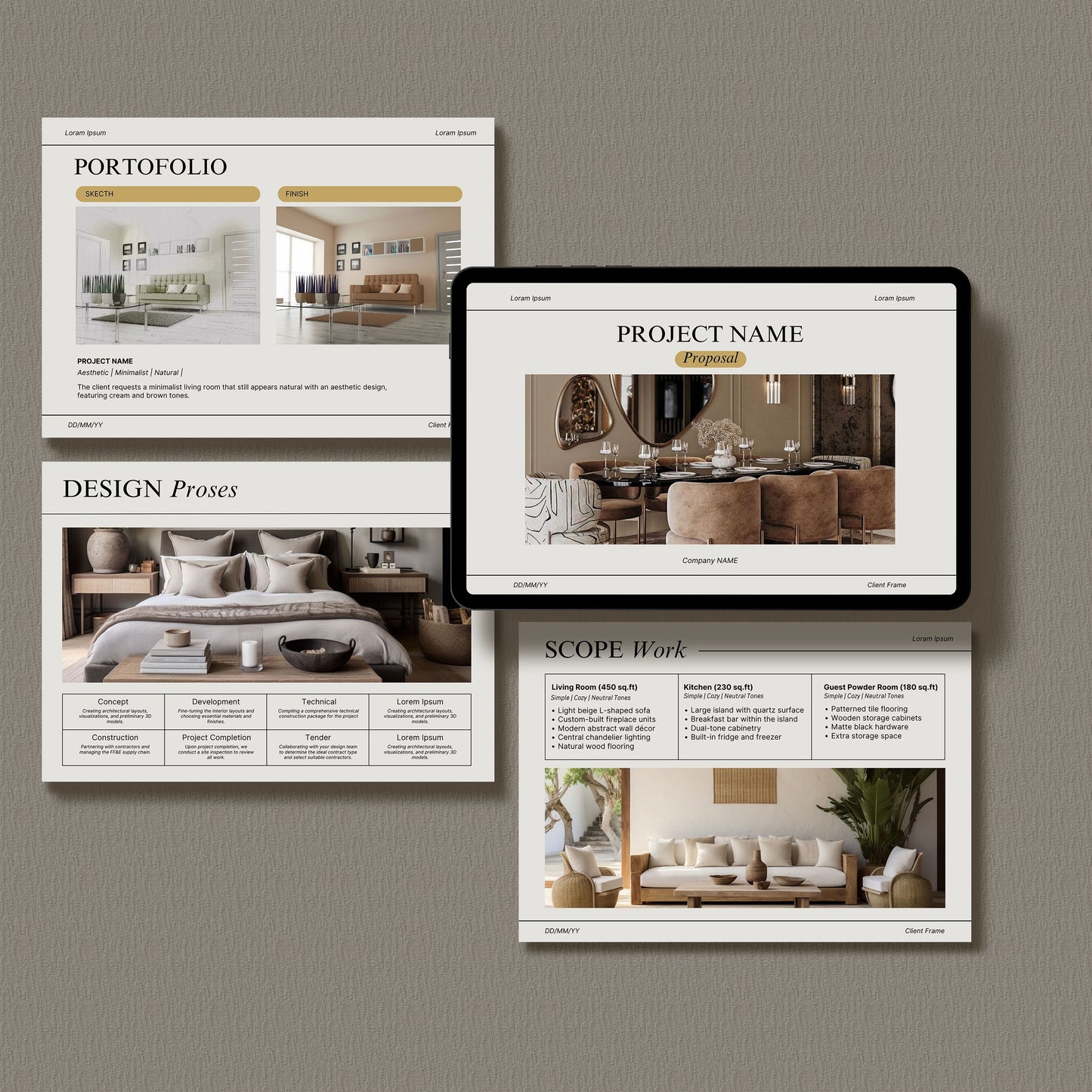 Minimal Interior Design Proposal Template for Client Projects – Editable in Canva