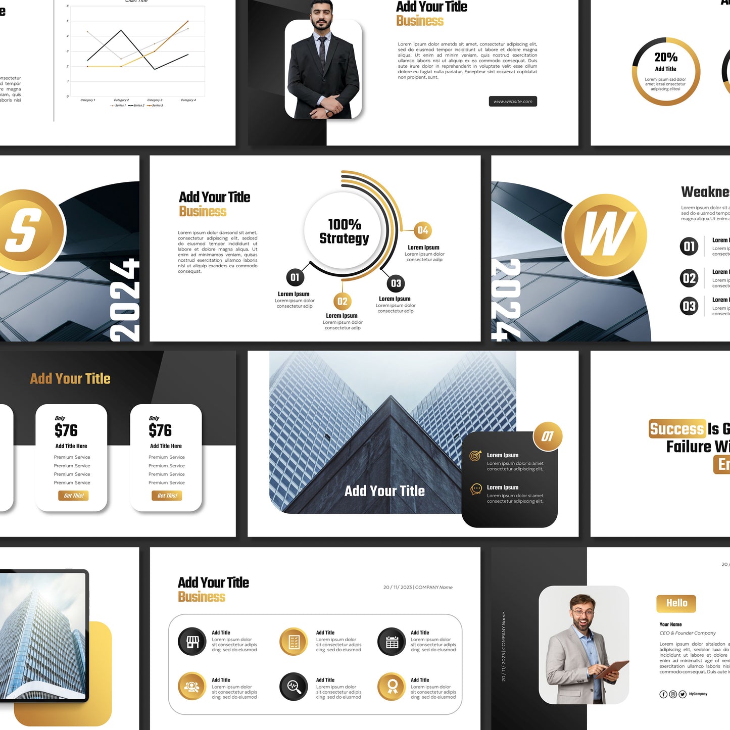 Black and Gold PowerPoint Template - Luxury Business & Marketing Pitch Deck