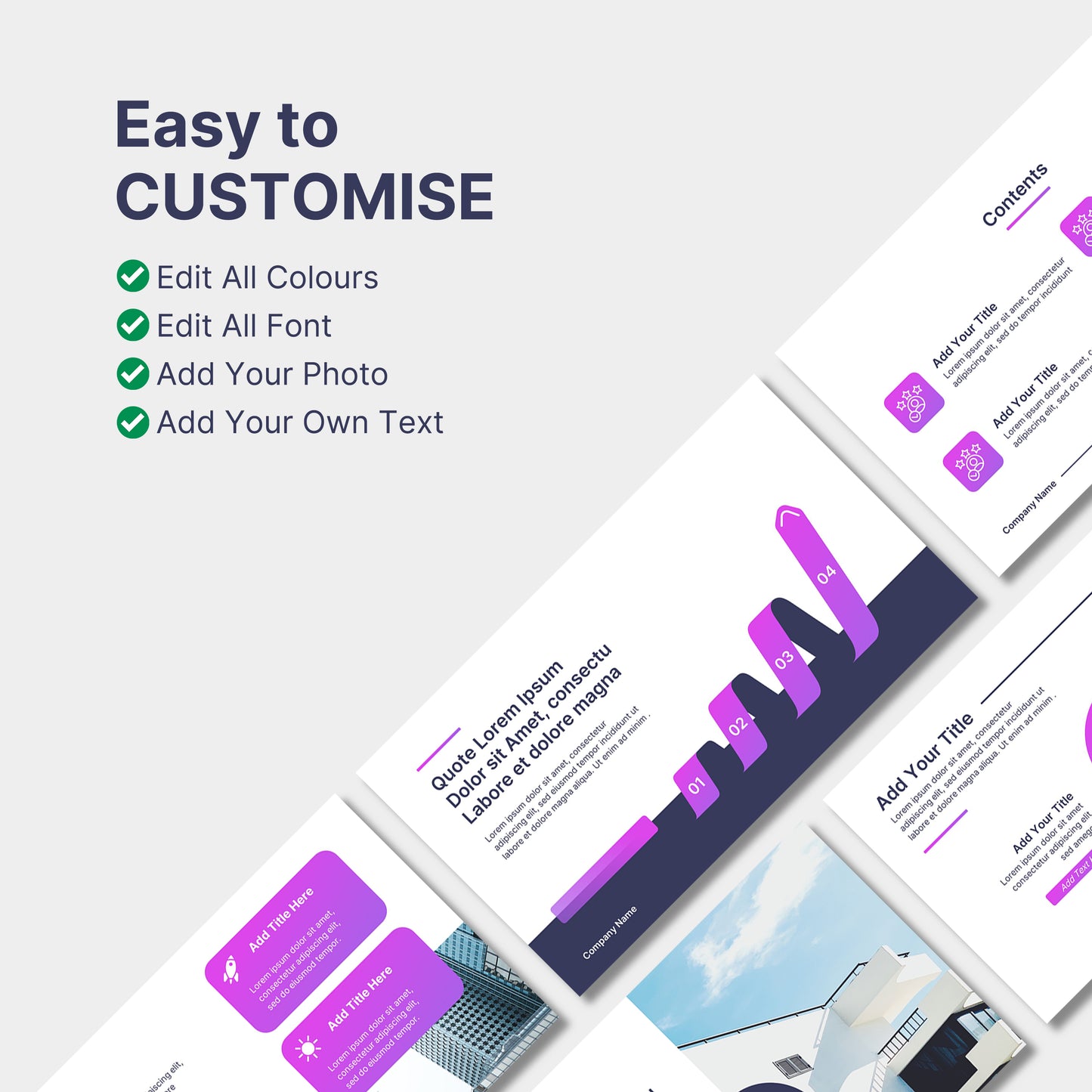 Purple Theme PowerPoint Template - Minimalist Business & Marketing Pitch Deck
