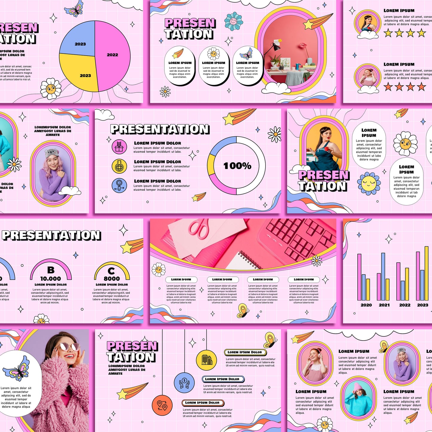 Retro 90s PowerPoint Template - Pink Vintage Business & Creative Slides