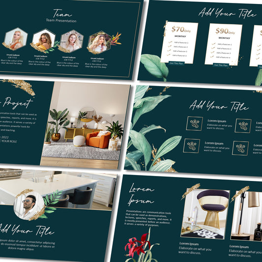 Tropical Floral PowerPoint Template - Minimalist & Modern Business Marketing PPT