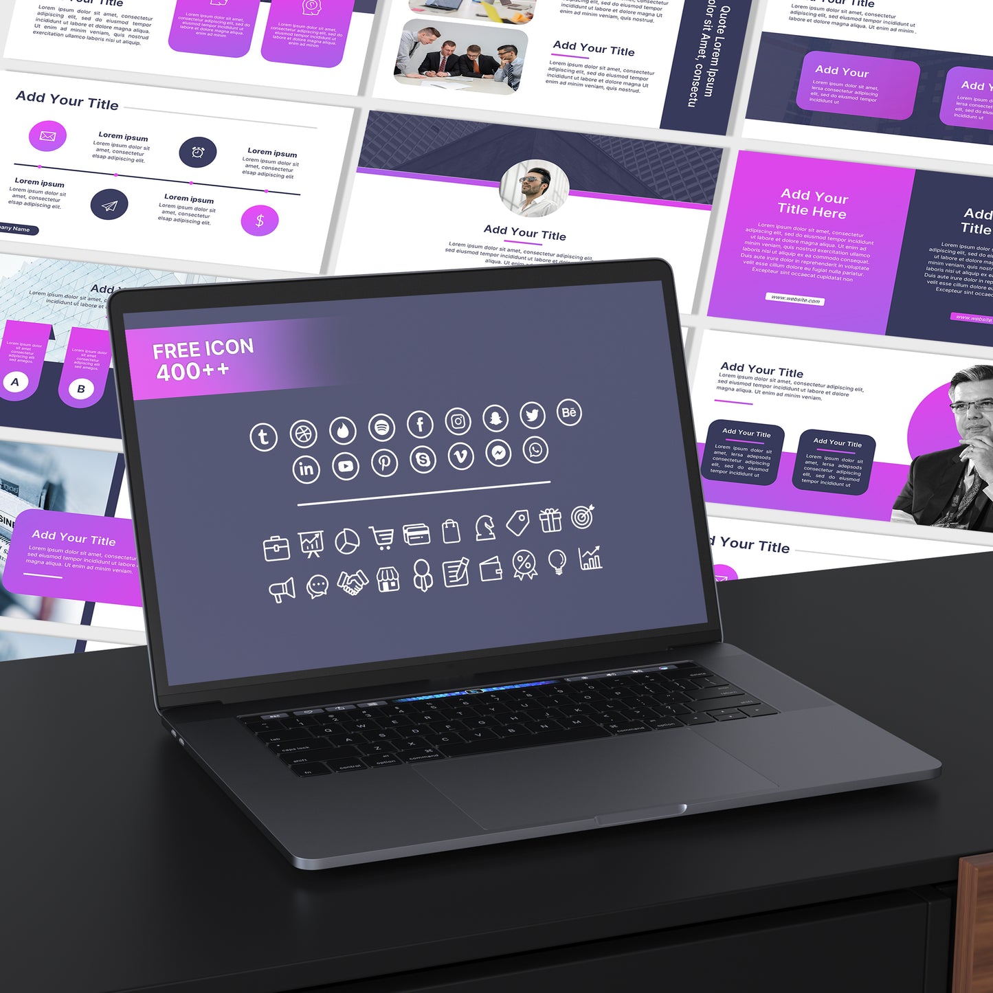 Purple Theme PowerPoint Template - Minimalist Business & Marketing Pitch Deck