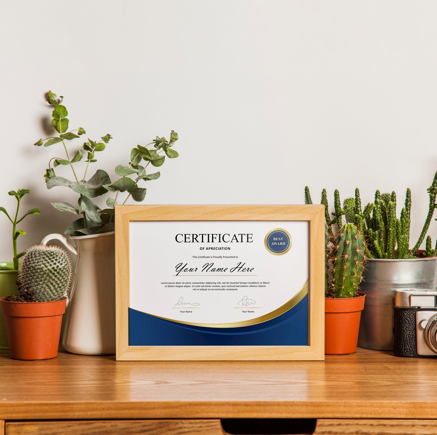 Luxury Blue and Gold Certificate Template - Editable Modern Canva Design for Achievement, Award, Completion & Training