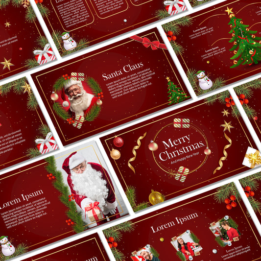 Christmas PowerPoint Template - Festive Green Theme & New Year 2025 Slides