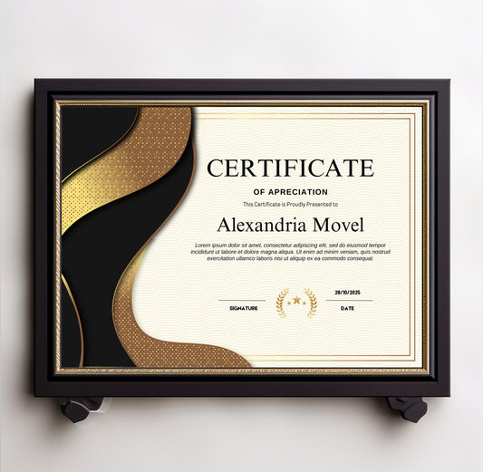 Luxury Black and Gold Certificate Template – Editable Modern Canva Design for Achievement, Award, Completion & Training