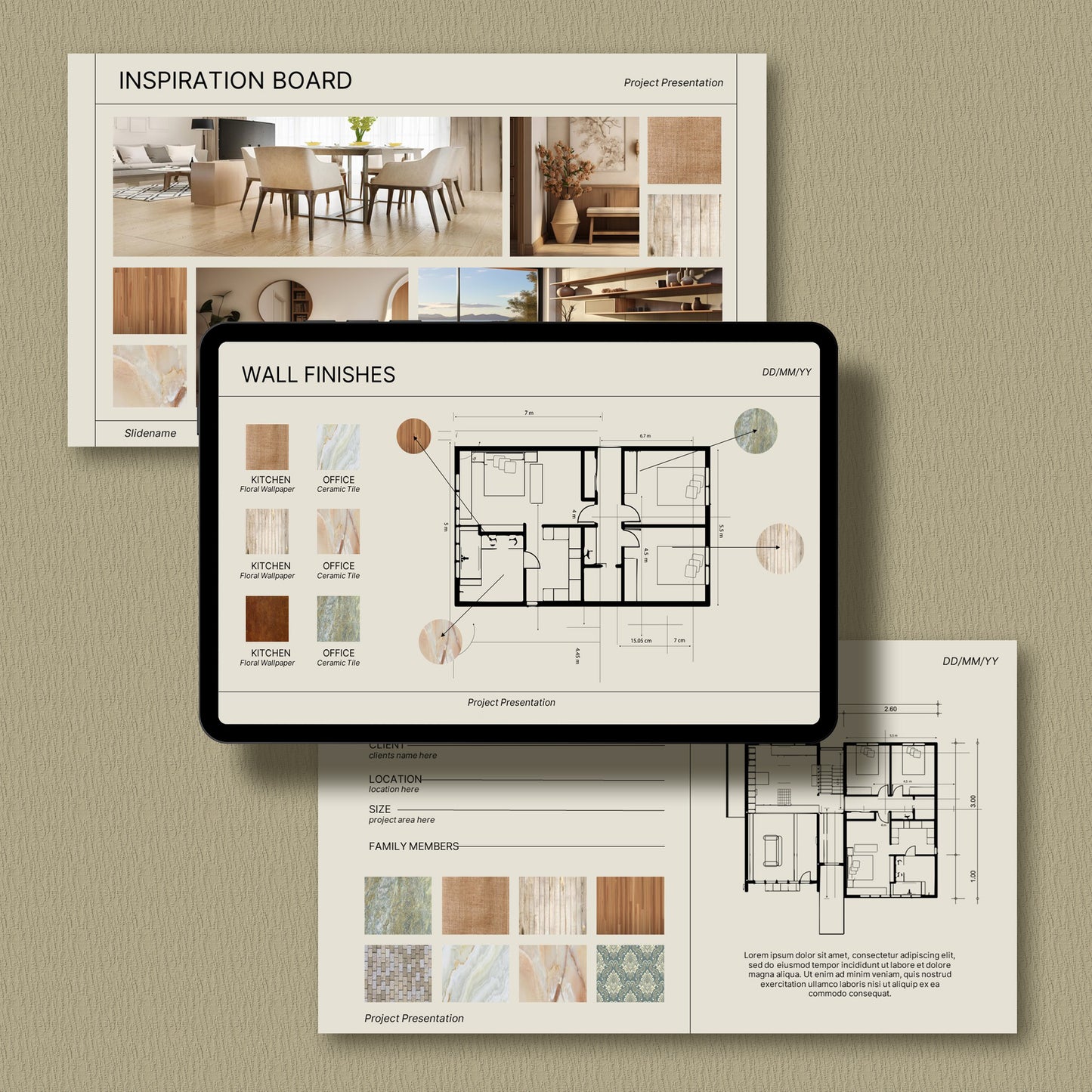 Bundle Interior Design Presentation Template – Includes Project Proposal, FF&E Schedule, Editable in PowerPoint & Canva